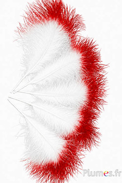 Pennacchio 3 piume - altezza 20 cm - bianco-rosso